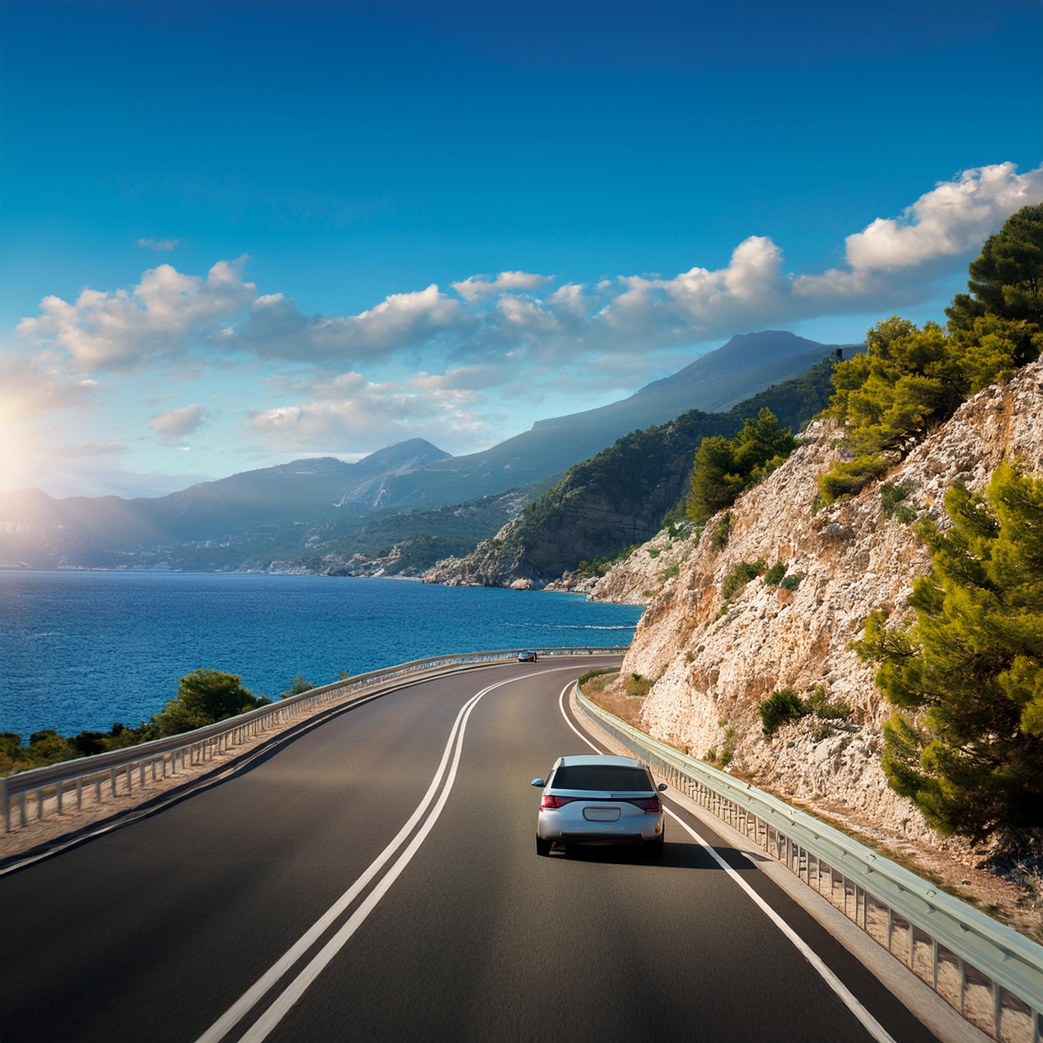 Firefly voiture qui circule sur une autoroute Paysage dune cote mediteraneene 34457