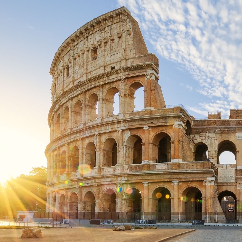 Colosseum in Rome in the morning sun, Italy
